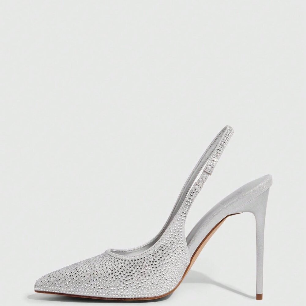 Silver Sexy Elegant Women's Rhinestone Pumps - Picture 9 of 10